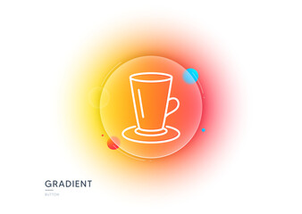 Cup of Tea line icon. Gradient blur button with glassmorphism. Fresh beverage sign. Latte or Coffee symbol. Transparent glass design. Teacup line icon. Vector