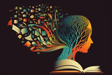 An illustration showing the power of learning and how literature and books can expand the mind