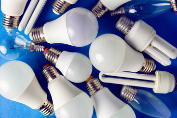 different Light bulbs electricity energy concept	
