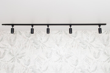Track lamp on the stretch ceiling