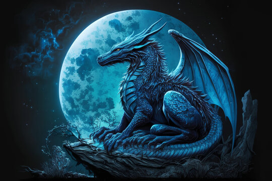 Fantasy background with dragon digital illustration artwork.