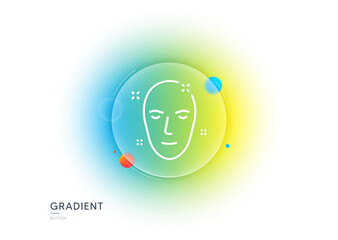 Health skin line icon. Gradient blur button with glassmorphism. Face care sign. Cosmetic lotion symbol. Transparent glass design. Health skin line icon. Vector