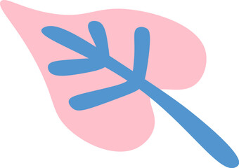 Cute colorful leaf with ornament flat icon Spring decor element