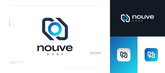 Abstract Initial Letter N and O Logo Design with Orb Concept. NO or ON Letter Logo for Business or Technology Brand Identity