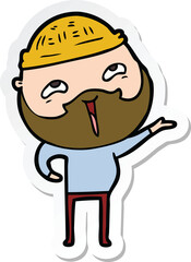 Obraz premium sticker of a cartoon happy bearded man