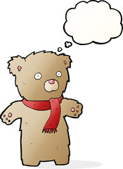 cartoon teddy bear with thought bubble