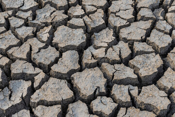 drought land.Land with dry and cracked desert ground, global warming background.Concepts global warming problem resolution with over cracks soil .