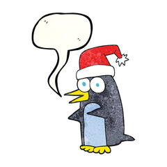 speech bubble textured cartoon christmas penguin