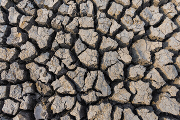 drought land.Land with dry and cracked desert ground, global warming background.Concepts global warming problem resolution with over cracks soil .