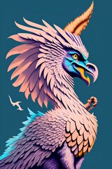 Mystical creature Griffin. Acrylic illustration. Mythological monster - generative ai