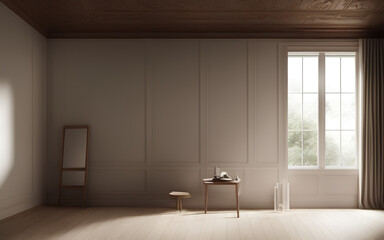 Fototapeta na wymiar Minimalistisches modernes Wohnzimmer mit Möbeln, Vorlage