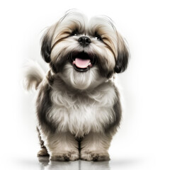 ai generated portrait of dog breed affenpoo cute happy excited smiling