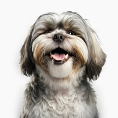 Naklejka na ściany i meble ai generated portrait of dog breed affenpoo cute happy excited smiling