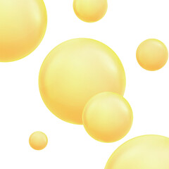 Golden, yellow oil drops, bubbles vector illustration. Oil and water bubbles background.