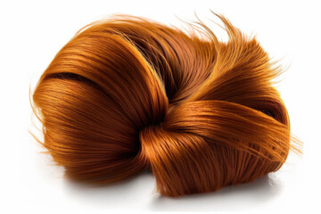 Isolated lock of a ginger red hairs. Dyed hairstyle and shiny color concept. AI generative
