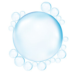 Realistic transparent  3d bubbles underwater . Soap bubbles vector illustration