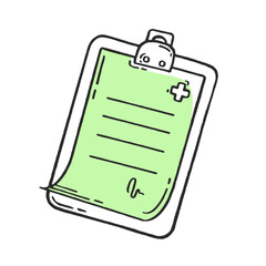 A tablet with a sick list is a medical pharmaceutical device. Medical devices vector hand drawn illustration