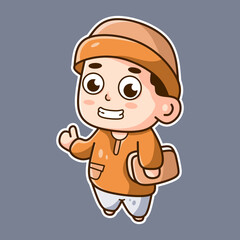 Cute Boy Bring a Book illustration vector art design