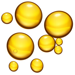 Golden, yellow oil drops, bubbles vector illustration. Oil and water bubbles background.