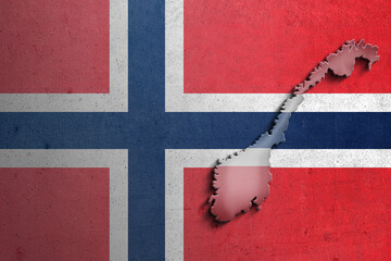 Norway National Identity: A Silhouette with textured Flag Backdrop