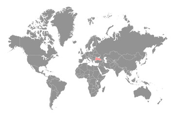 Fototapeta na wymiar Black Sea on the world map. Vector illustration.