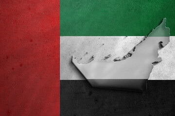 United Arab Emirates National Identity: A Silhouette with textured Flag Backdrop