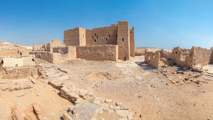Aswan, Egypt; February 15, 2023 - The Monastery of St. Simeon, Aswan, Egypt.