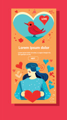 young woman in love holding heart happy valentine day celebration relationship and romantic date concept