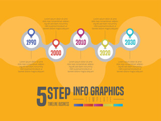 Abstract infographic showing the 5 step process of a business plan timeline For presentations and posters. Vector illustration.
