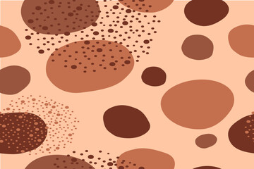 Vector seamless pattern. Modern template. Beige background .Geometry, hand-drawn circles, abstraction, brown colors, seamless fabric. Geometric vector illustration pattern.Dots in a circle.Homeliness.