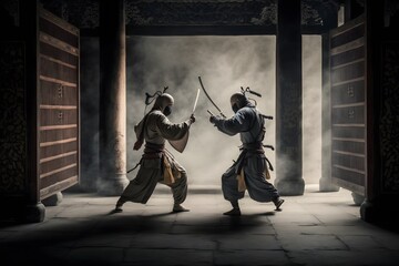 two ninja fighting created using AI Generative Technology