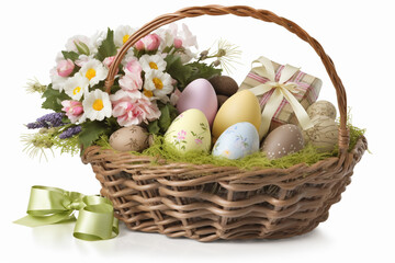 Fototapeta na wymiar Easter eggs and buny, Colorfull, Colored Generative AI
