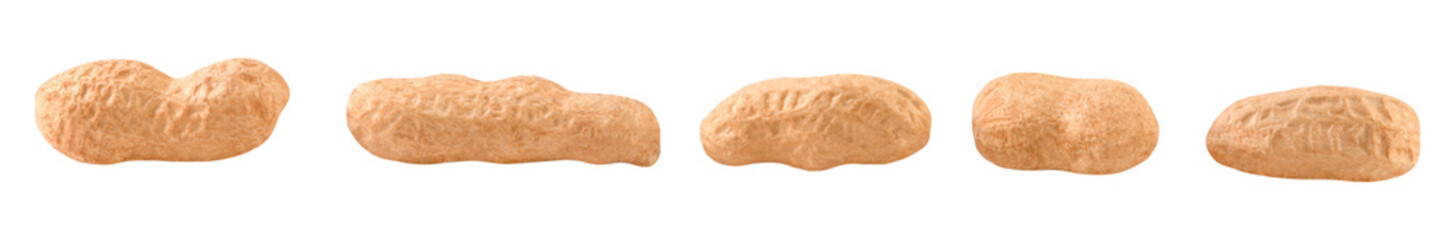 Set of peanuts in shell isolated on transparent background.
