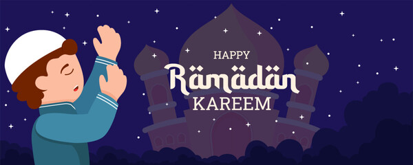 ramadan kareem horizontal banner illustration design