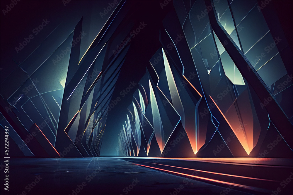 Poster abstract art with gold, wave line pattern created with generative ai technology