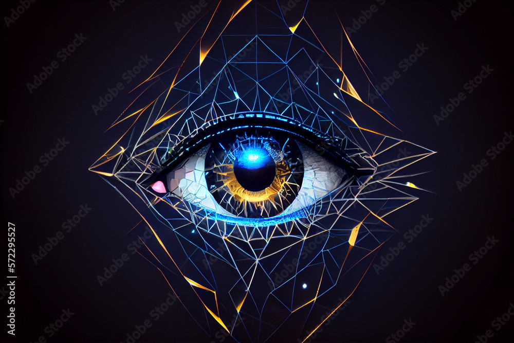 Poster abstract eye building polygonal lines created with generative ai