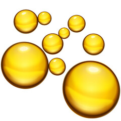 Golden, yellow oil drops, bubbles vector illustration. Oil and water bubbles background.