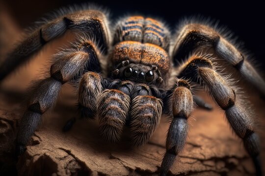 Close-up tar&aacute;ntula en la naturaleza, ara&ntilde;a muy detallada MACRO, creado con IA generativa