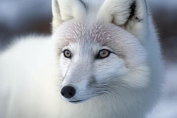 Fotograf&iacute;a profesional zorro &aacute;rtico, zorro de las nieves, zorro blanco en la nieve, creado con IA generativa