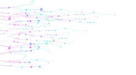  The concept of quantum computer technologies. Futuristic circuit board background vector. Modern technology printed circuit board texture background design. The waves are flowing. Quantum explosion