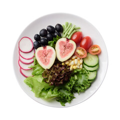 Healthy salad with fresh vegetables and fruits, Vegan food