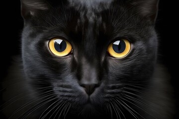 black cat with big eyes created using AI Generative Technology