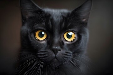 black cat with big eyes created using AI Generative Technology