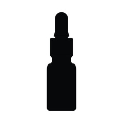 Serum Bottle Silhouette. Black and White Icon Design Element on Isolated White Background
