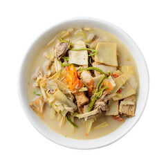 Northern Thai food (Kaeng Hua Plee), banana flower spicy soup with pork, Local Thai food