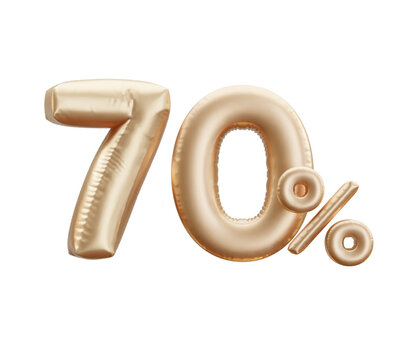 Sale off discount promotion set made of realistic numbers 3d gold helium balloons. 3d render Illustration of balloon golden 50% percent discount collection for your unique selling poster, banner ads