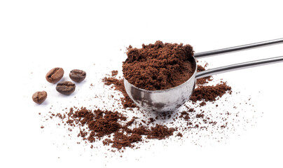 coffee scoop with coffee isolated, png file