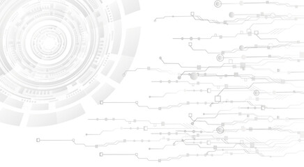 The concept of quantum computer technologies. Futuristic circuit board background vector. Modern technology printed circuit board texture background design. The waves are flowing. Quantum explosion