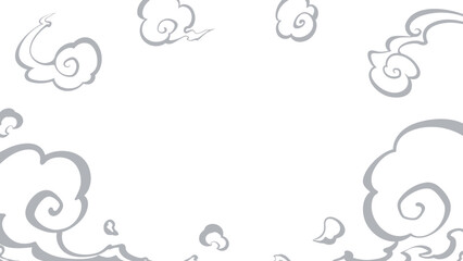 忍者に似合いそうな煙のフレーム_塗り白_16:9 © ふわぷか