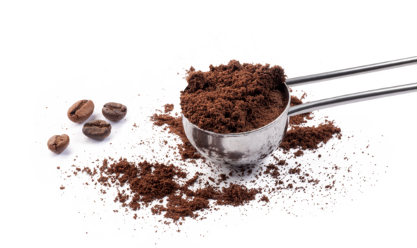 coffee scoop with coffee isolated, png file